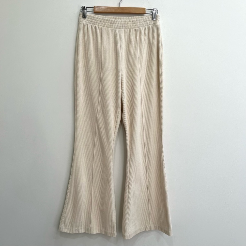 Aerie Soft Corduroy Flare Pants Cream Comfy Lounge Pull On Size Medium